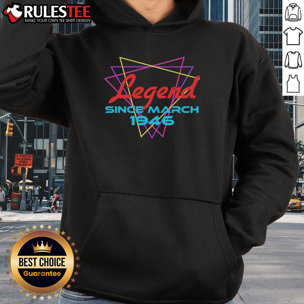 Awesome Legend Since March 1946 Retro Hoodie in vibrant colors, showcasing vintage style and comfort for all ages.