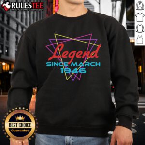 Awesome Legend Since March 1946 retro sweatshirt in vintage style, perfect for casual wear and nostalgia lovers.