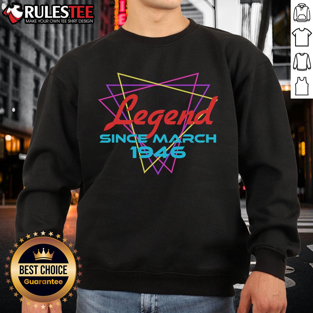 Awesome Legend Since March 1946 retro sweatshirt in vintage style, perfect for casual wear and nostalgia lovers.