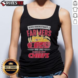 Awesome tank top featuring a Kansas City Chiefs design, perfect for farmers who love their team and the outdoors.