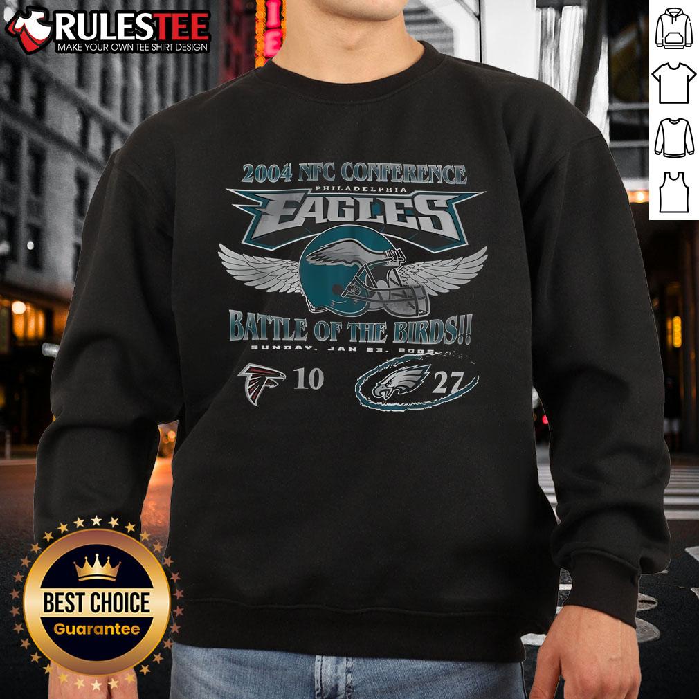 Awesome Philadelphia Eagles Battle of the Bird NFC Conference sweatshirt featuring team colors and logo, perfect for fans.
