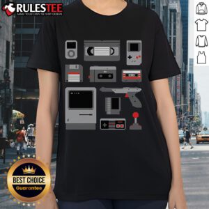 Retro ladies tee featuring awesome pixelated memories design, perfect for nostalgic fashion lovers.