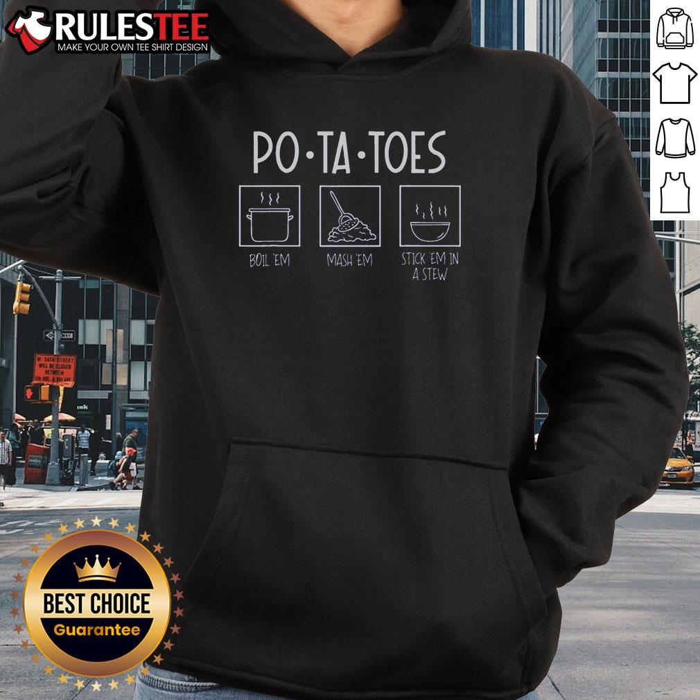 Awesome Taters Po-Ta-Toes Potatoes hoodie featuring a fun potato graphic, perfect for potato lovers and cozy style.