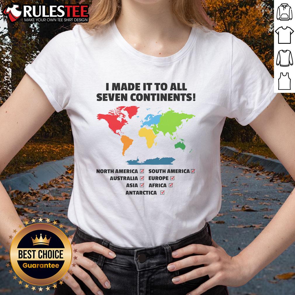 Awesome World Traveler Seven Continents Club Ladies Tee showcasing a stylish design for adventurous women explorers.