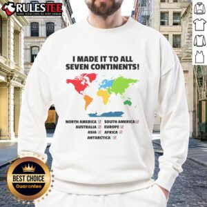 Awesome World Traveler sweatshirt featuring the 7 Continents Club design, perfect for globe-trotters and travel enthusiasts.