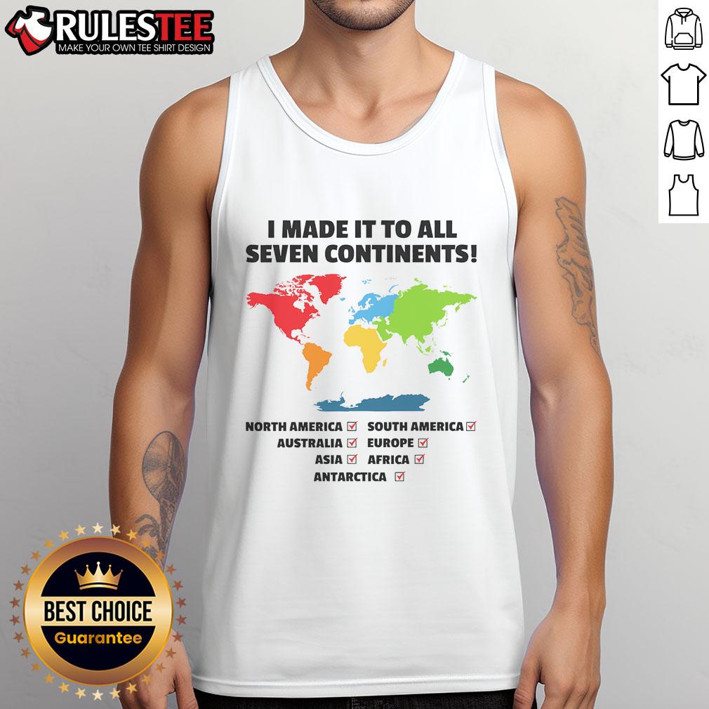 Awesome World Traveler Seven Continents Club tank top featuring a stylish design for adventurous travel enthusiasts.