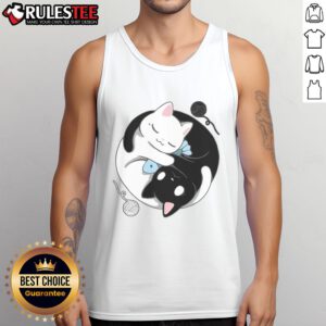 Adorable kittens in a Yin Yang design on a cute tank top, perfect for cat lovers and summer fashion.