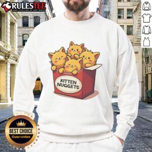 Cute kitten nuggets sweatshirt for cat lovers featuring playful kitten graphics and delicious chicken nugget design.