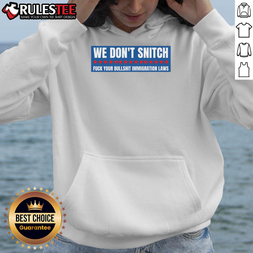 Good We Dont Snitch Anti-Trump Hoodie in black with bold white text, perfect for expressing political views.
