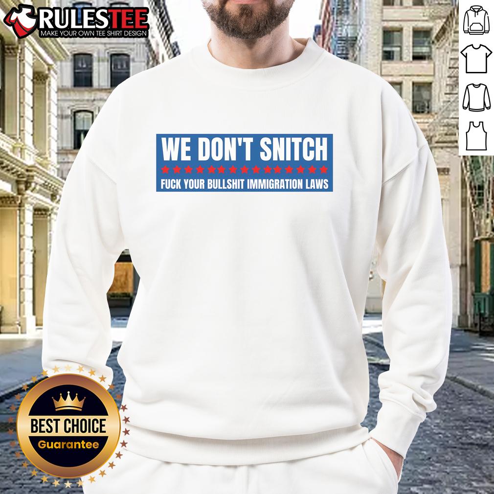 Good We Don't Snitch Anti-Trump Sweatshirt in black with bold white lettering, perfect for expressing political views.
