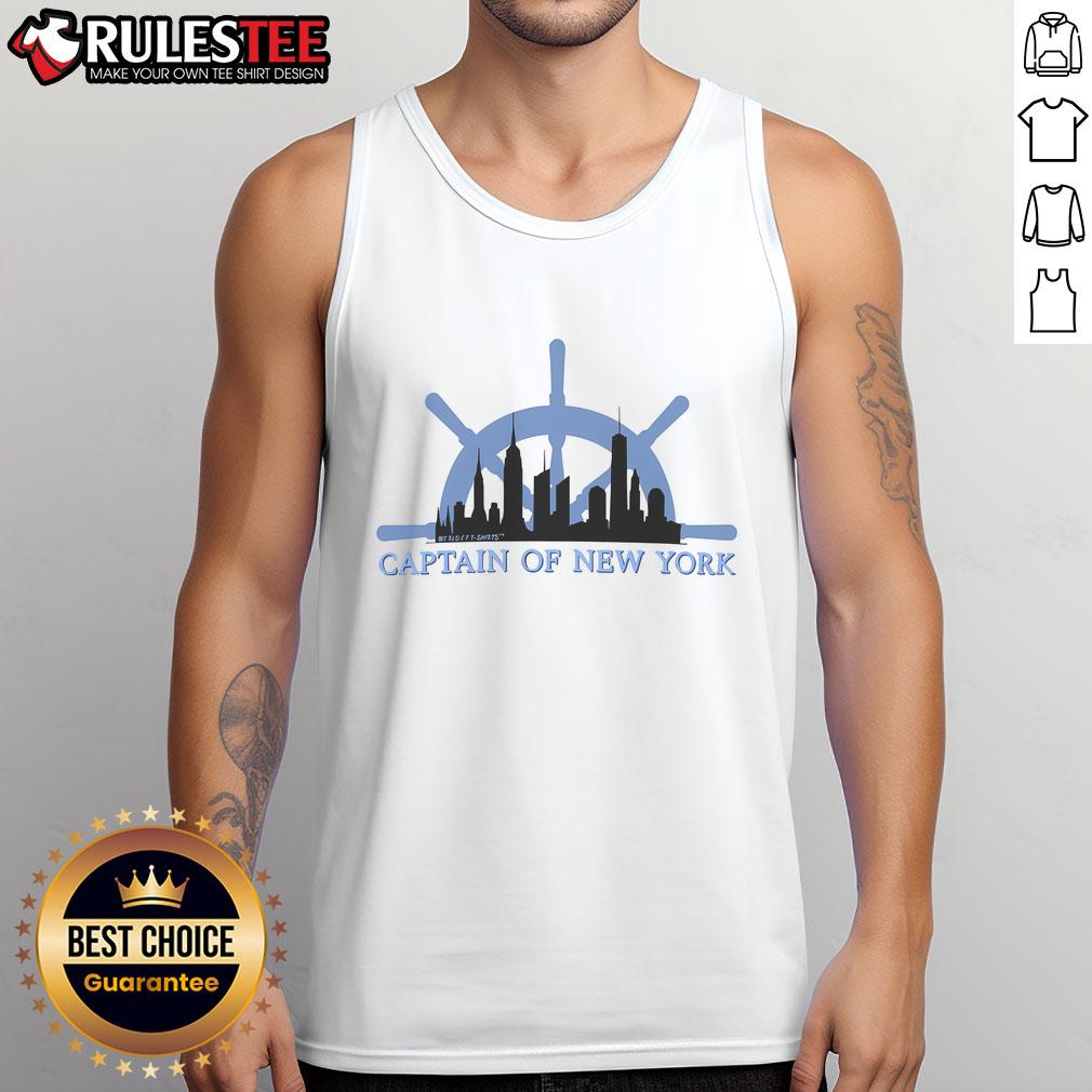 Good World of T-Shirts Captain of New York tank top featuring bold graphic design and comfortable fit for casual wear.