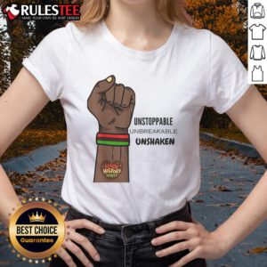 Hot Black History Month Unstoppable Unshaken Unbreakable Ladies Tee showcasing powerful message and stylish design.