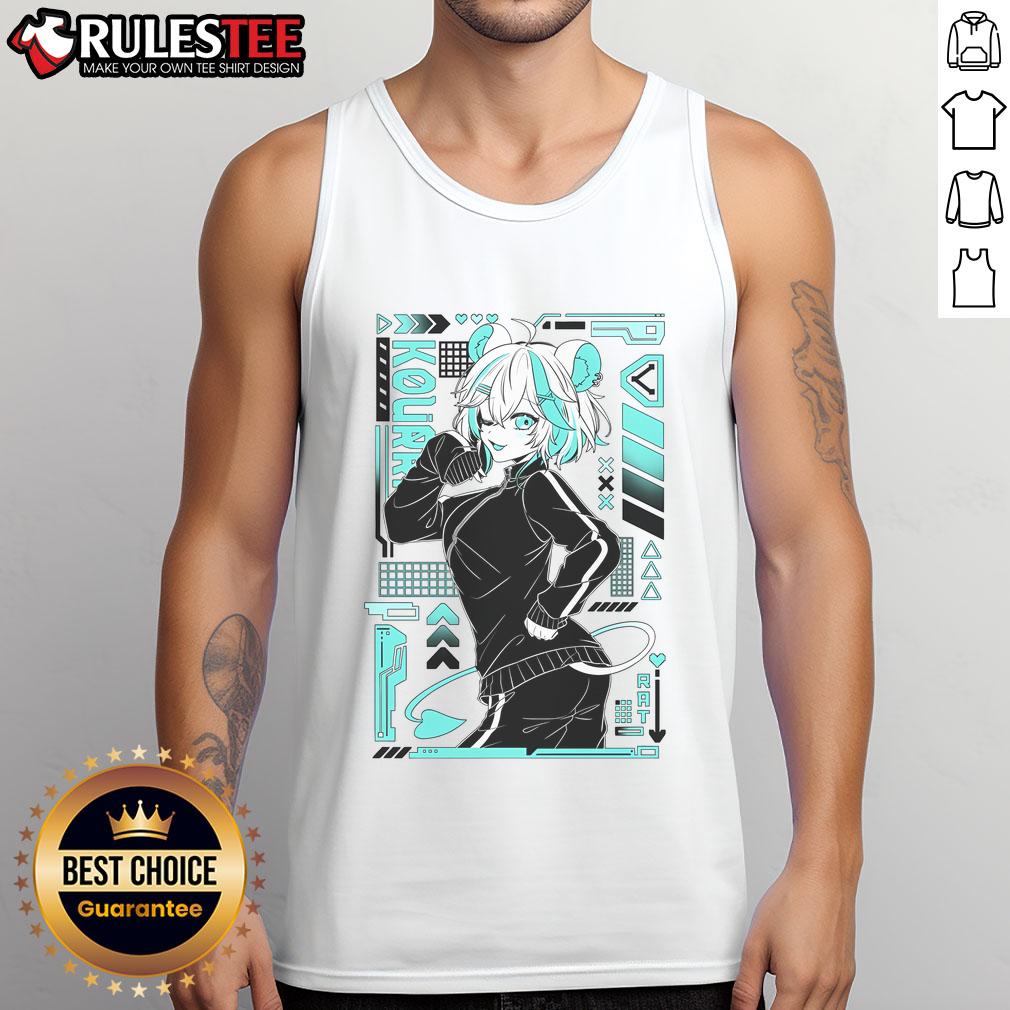 Hot Kourra 2.0 Vtuber wearing a stylish tank top, showcasing a vibrant design and dynamic character style.