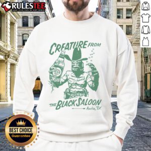 Nice Crfature sweatshirt from Black Lagoon Saloon in Austin, TX, featuring unique design and vibrant colors.
