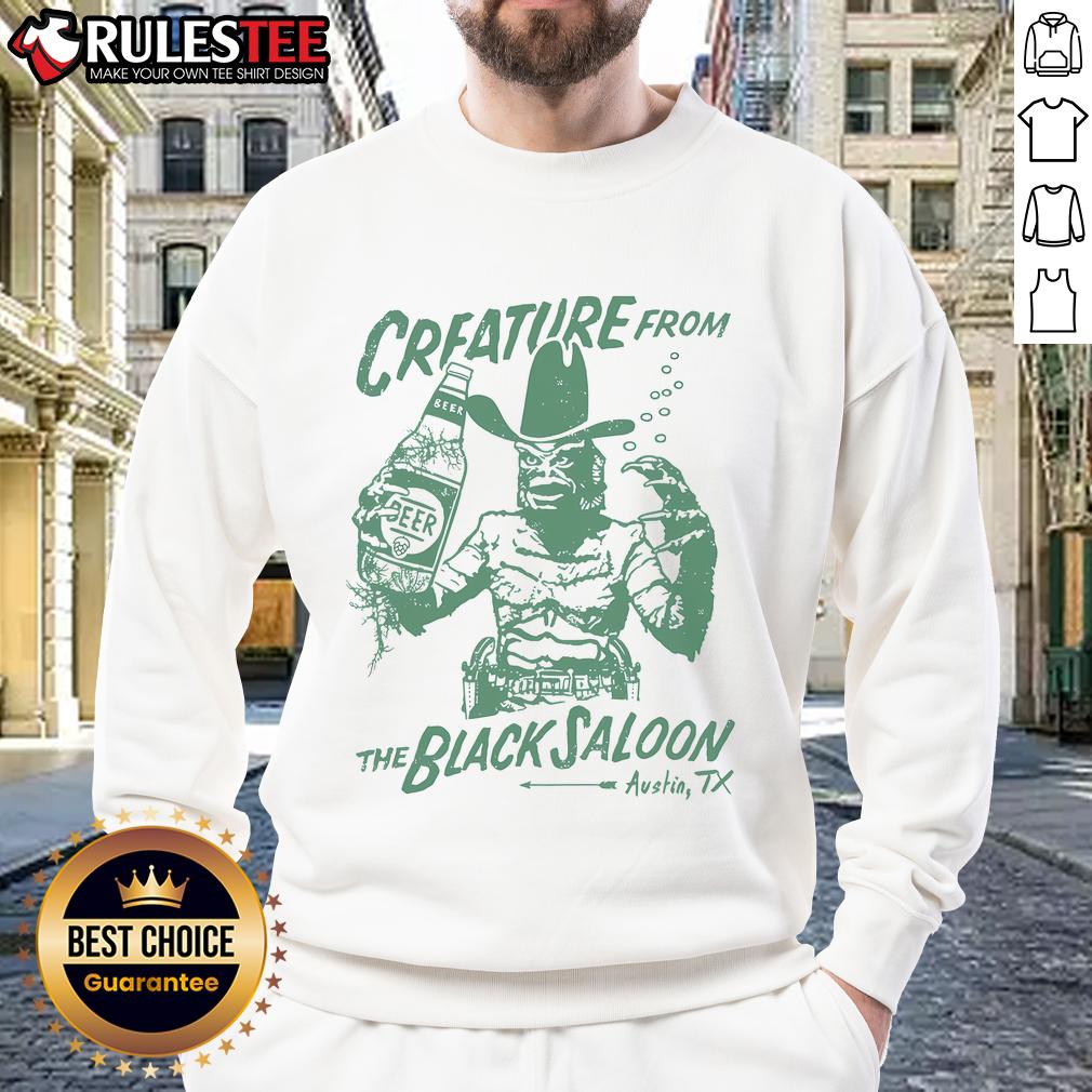 Nice Crfature sweatshirt from Black Lagoon Saloon in Austin, TX, featuring unique design and vibrant colors.