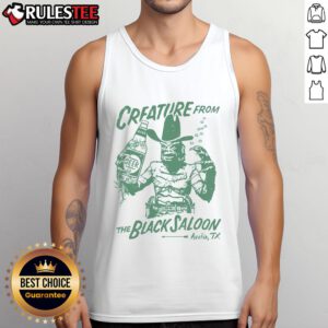 Stylish tank top featuring Nice Crfature design from Black Lagoon Saloon, Austin TX, perfect for casual summer wear.