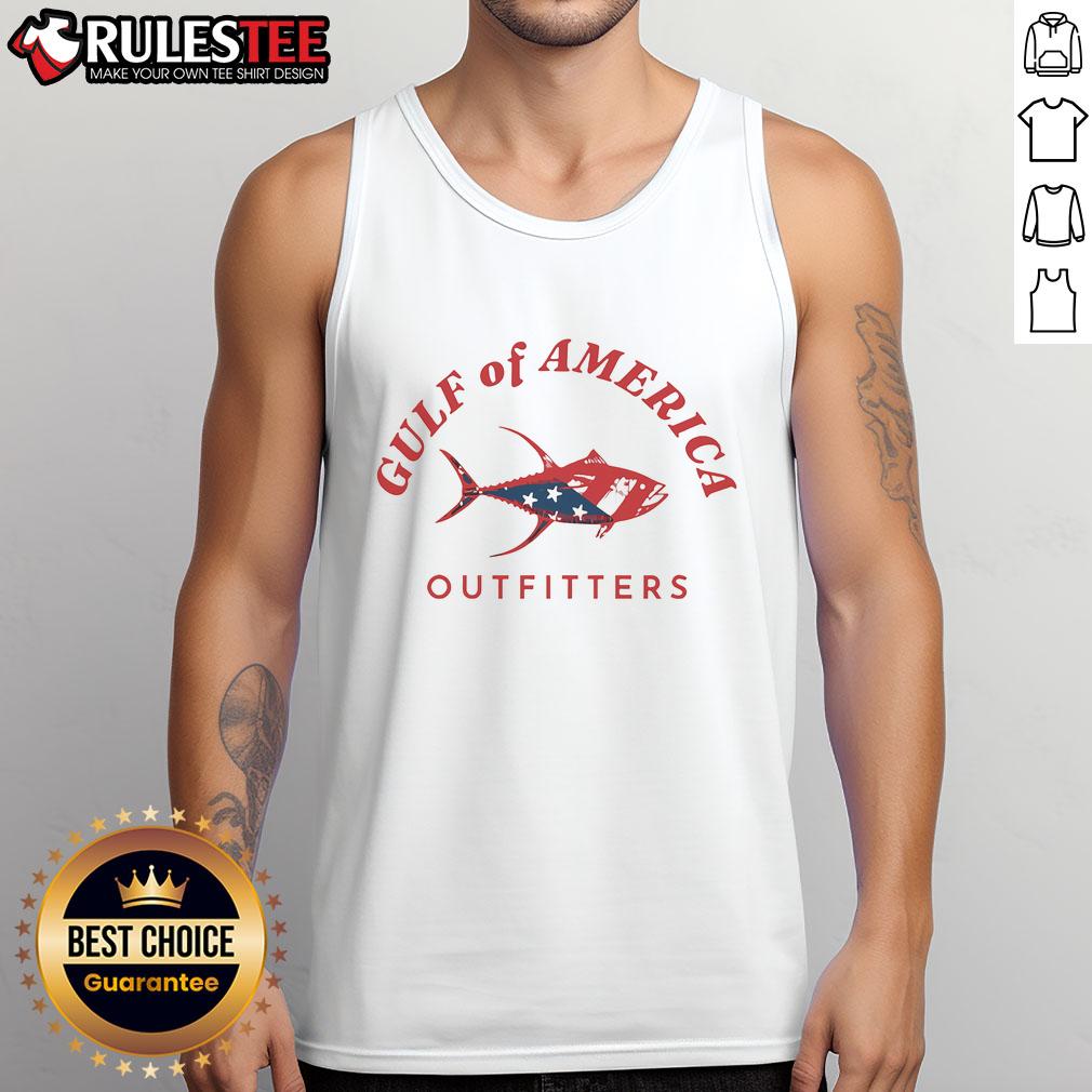 Alt Text: Stylish Nice Gulf of America Outfitters tank top displayed on a beach, perfect for summer adventures.