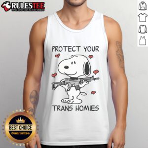 Nice Protect Your Trans Homies Snoopy Dog Tank Top featuring a colorful design promoting LGBTQ+ support and inclusivity.