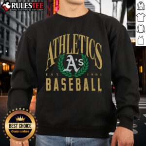 Official Athletics Baseball Pitchout Est 1901 Sweatshirt in navy, showcasing vintage sports style and team spirit.