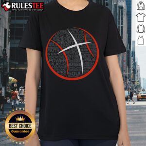 Alt Text: Awesome Basketball Christian Athlete Jesus Ladies Tee featuring a stylish design for sports and faith enthusiasts.