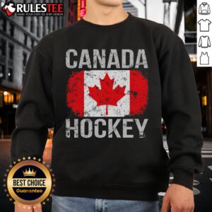 Awesome Canada Hockey sweatshirt featuring the Canadian flag, perfect for fans and cold weather sports enthusiasts.