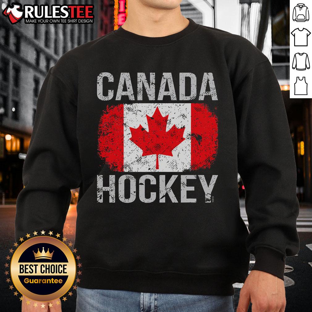 Awesome Canada Hockey sweatshirt featuring the Canadian flag, perfect for fans and cold weather sports enthusiasts.