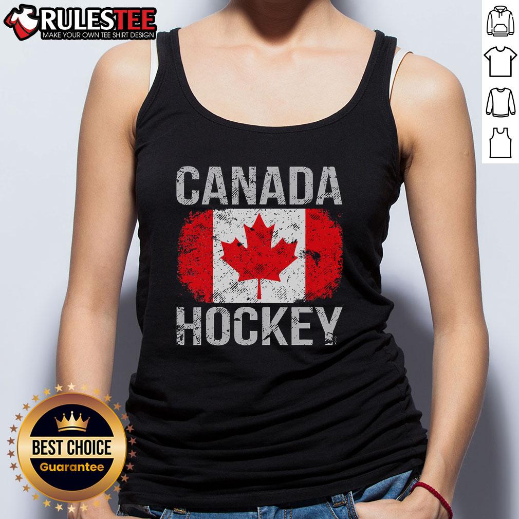 Awesome Canada Hockey tank top featuring the Canadian flag design, perfect for hockey fans and patriotic apparel.