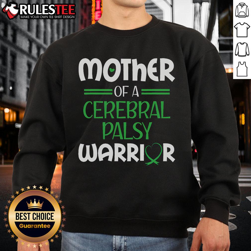 Alt Text: CP Mom wearing an Awesome Cerebral Palsy Warrior sweatshirt with a green ribbon for awareness.