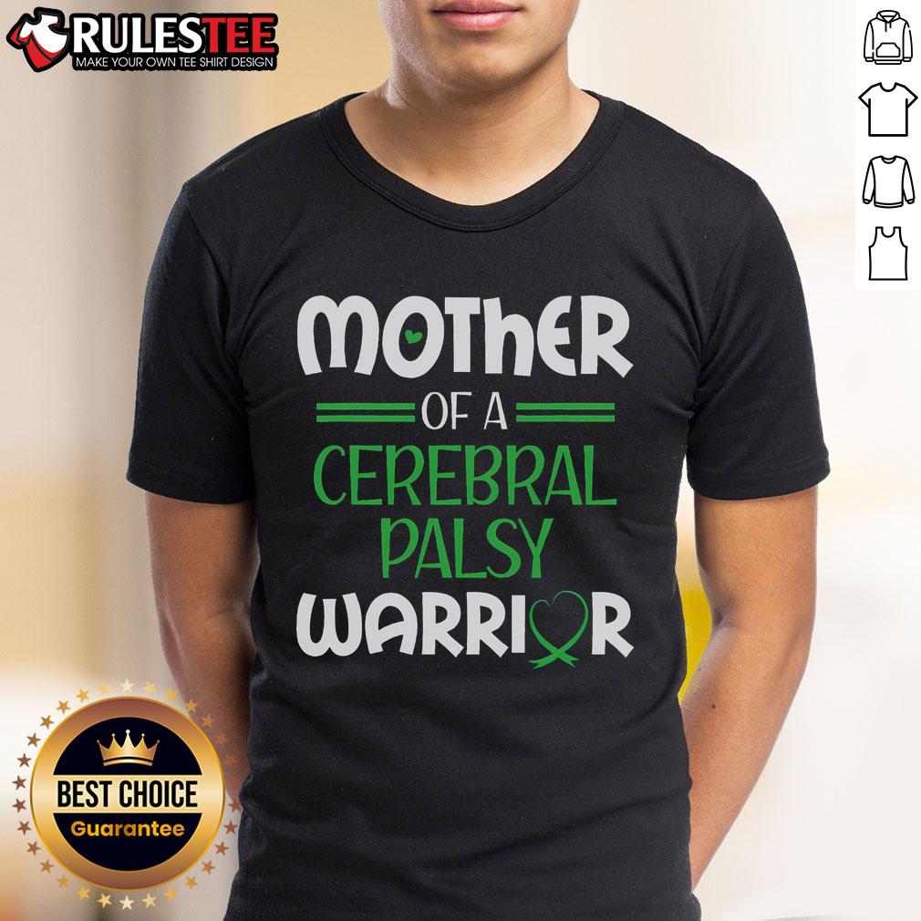 Alt Text: Awesome Cerebral Palsy Warrior Mother wearing a green ribbon awareness T-shirt, showcasing support for CP awareness.
