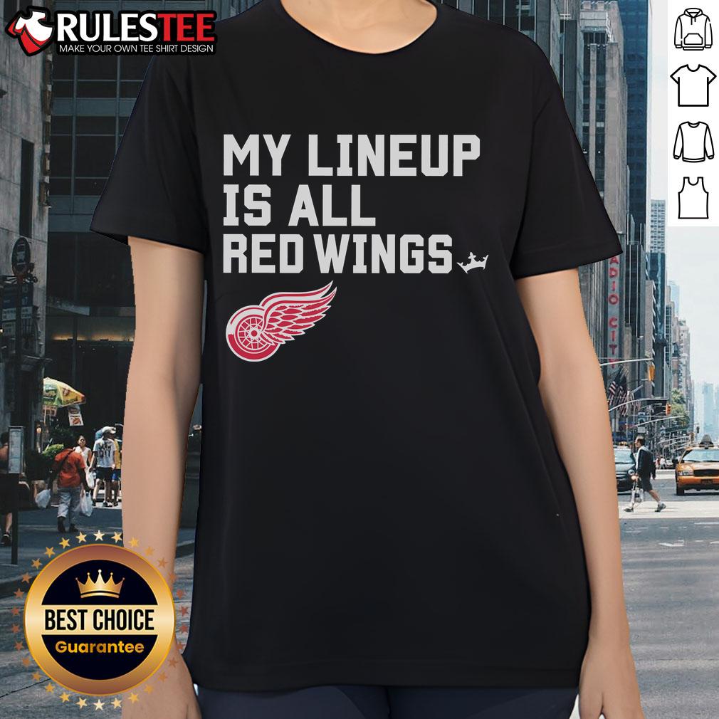 Awesome Detroit Red Wings My Lineup Ladies Tee featuring a stylish design for dedicated fans and comfortable fit.