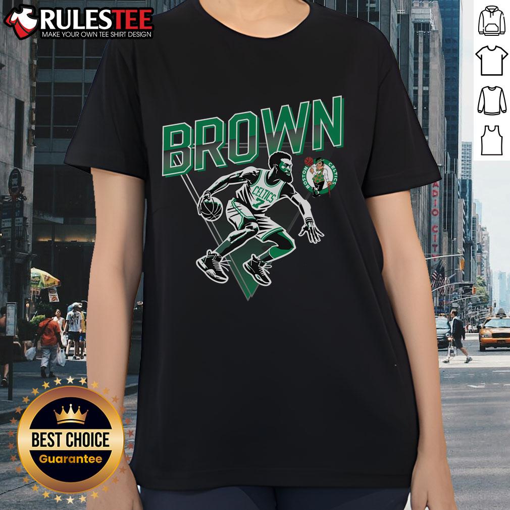 Awesome DraftKings x NBPA Jaylen Brown ladies tee featuring stylish design and vibrant colors for basketball fans.