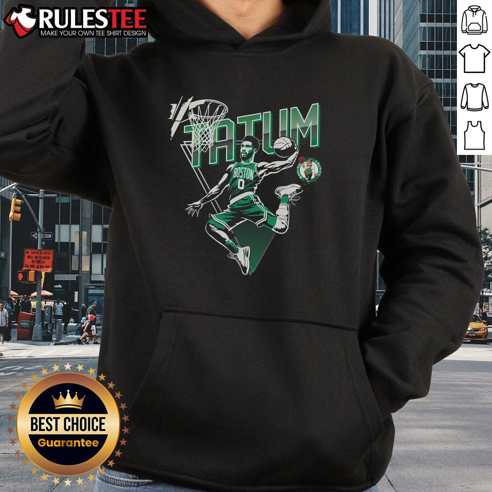Alt Text: Jayson Tatum wearing the Awesome DraftKings X NBPA hoodie, showcasing style and team spirit in vibrant colors.