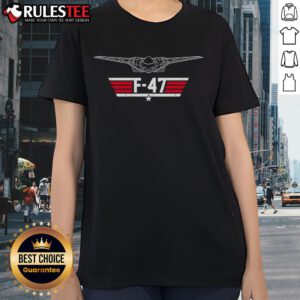 Alt Text: Stylish Awesome F-47 Top Gun Ladies Tee featuring a bold design, perfect for aviation and movie enthusiasts.