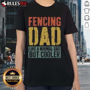 Awesome Fencing Dad black tee featuring 'Like a normal dad but cooler' design, perfect for proud fencing fathers.