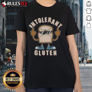 Funny gluten intolerant ladies tee design featuring humorous text and graphics, perfect for gluten-free enthusiasts.