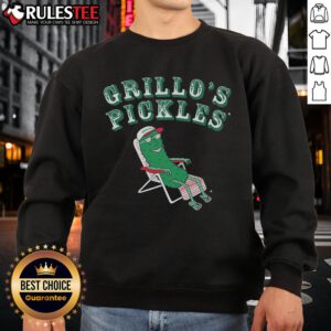 Awesome Grillos Pickles sweatshirt featuring vibrant graphics and a cozy design, perfect for pickle lovers and casual wear.