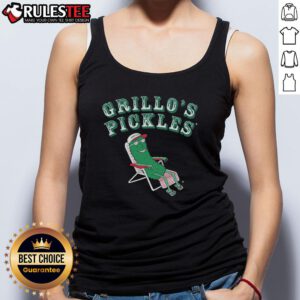 Alt Text: Awesome Grillos Pickles tank top featuring a vibrant design and comfortable fit, perfect for pickle lovers.