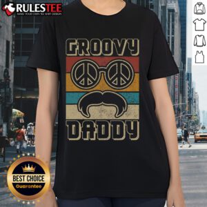 Awesome Groovy Daddy 60s 70s Retro Hippie Ladies Tee featuring vibrant colors and a vintage design for stylish retro enthusiasts.