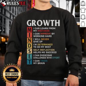 Awesome growth mindset definition on a motivational quote sweatshirt, perfect for inspiration and personal development.