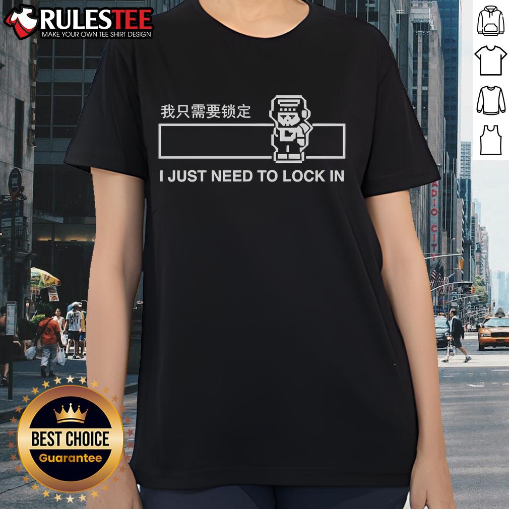 Awesome I Just Need to Lock In Pixel Ladies Tee featuring a vibrant pixelated design, perfect for stylish casual wear.