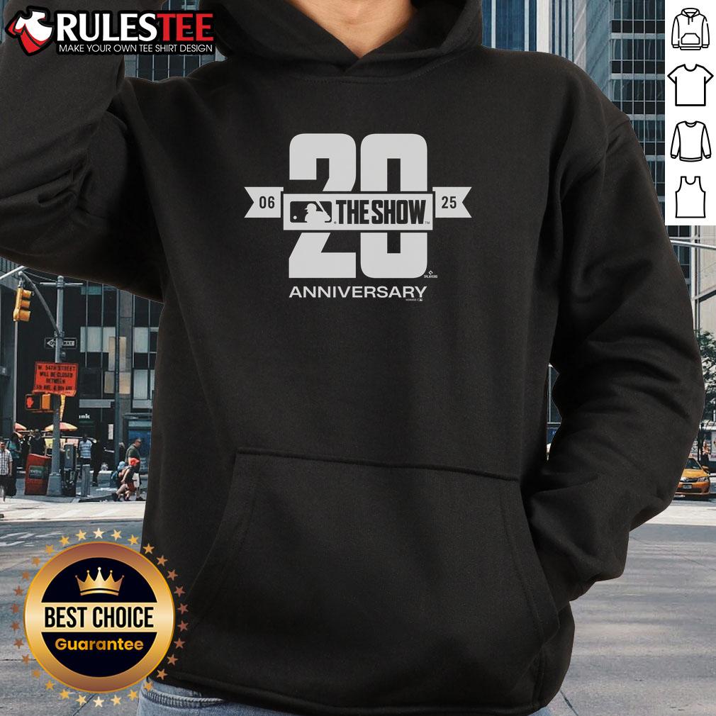 Awesome MLB The Show 20th Anniversary Hoodie featuring vibrant graphics and a comfortable fit for baseball fans.