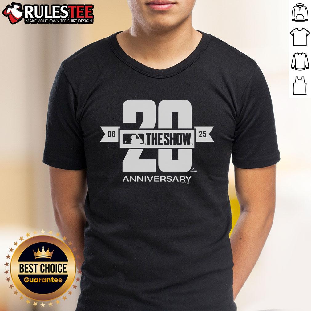 Awesome MLB The Show 20th Anniversary T-Shirt featuring vibrant graphics and a comfortable fit for baseball fans.