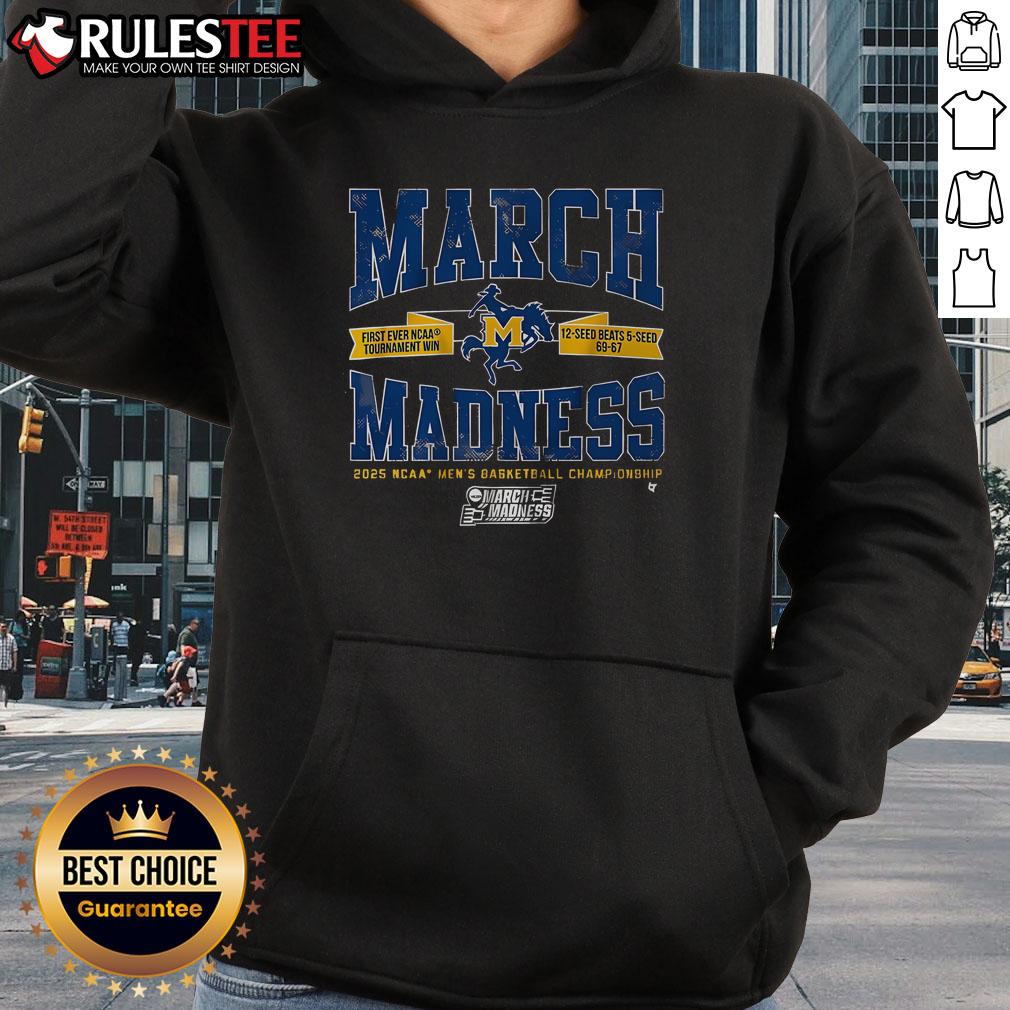Awesome McNeese State Basketball March Madness Upset Hoodie featuring vibrant team colors and logo for fans.