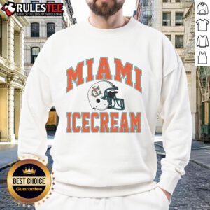 Awesome Miami Ice Cream Helmet Sweatshirt featuring a colorful ice cream graphic, perfect for casual summer wear.