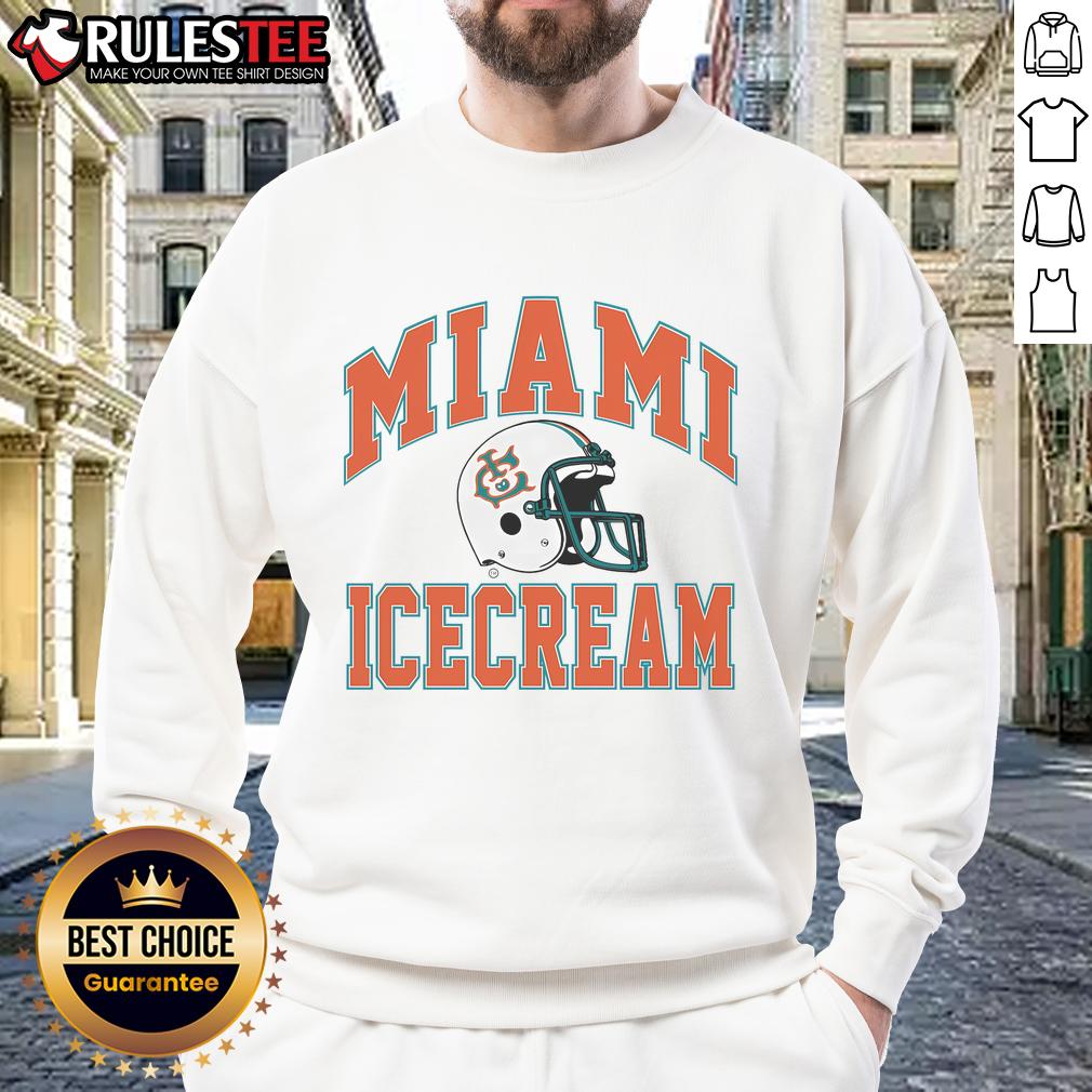 Awesome Miami Ice Cream Helmet Sweatshirt featuring a colorful ice cream graphic, perfect for casual summer wear.