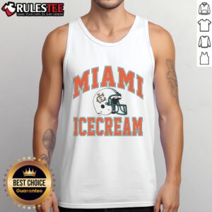 Awesome Miami Ice Cream Helmet Tank Top featuring a colorful ice cream graphic, perfect for summer fashion.