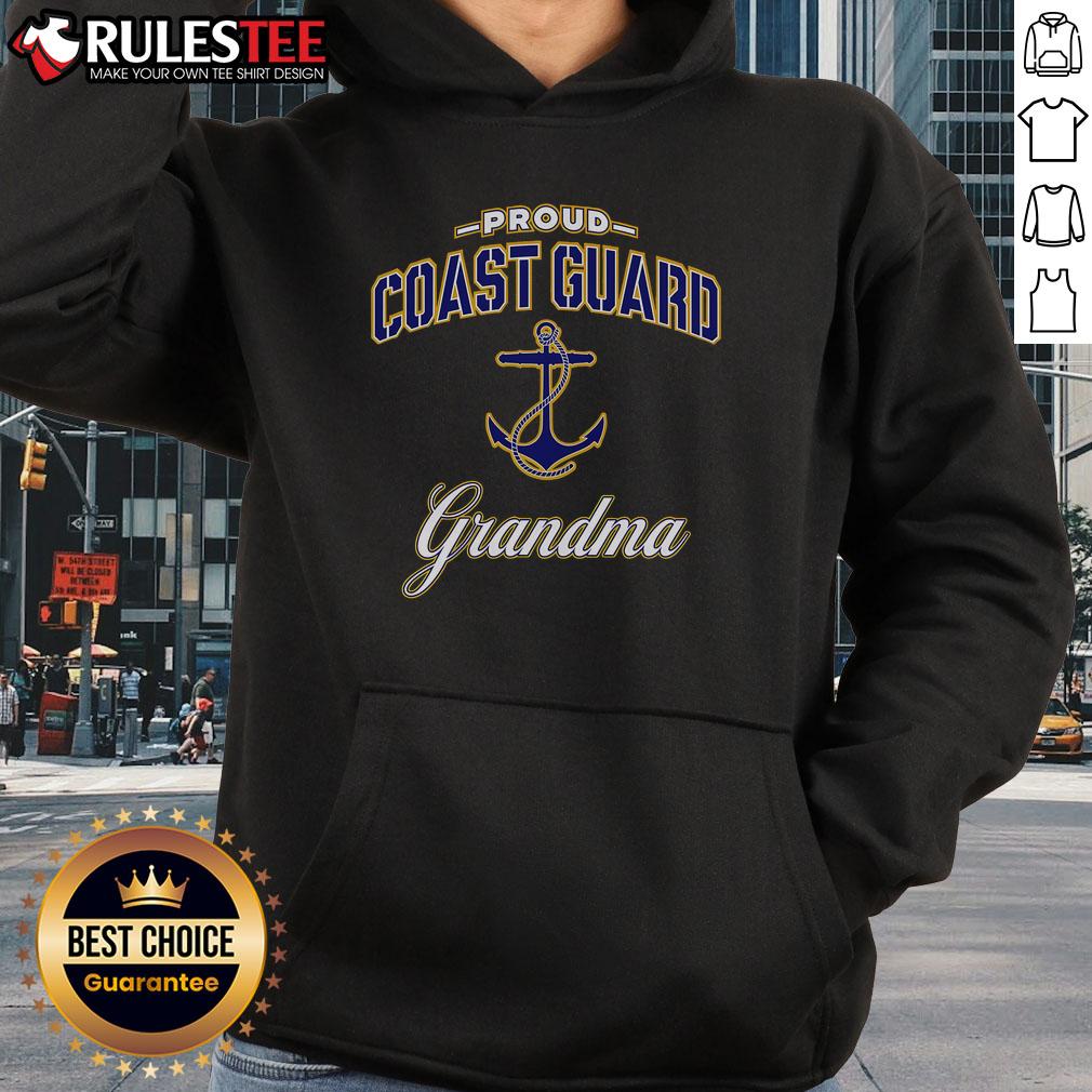 Awesome Proud Coast Guard Grandma Hoodie in navy blue, showcasing a proud design perfect for Coast Guard family members.