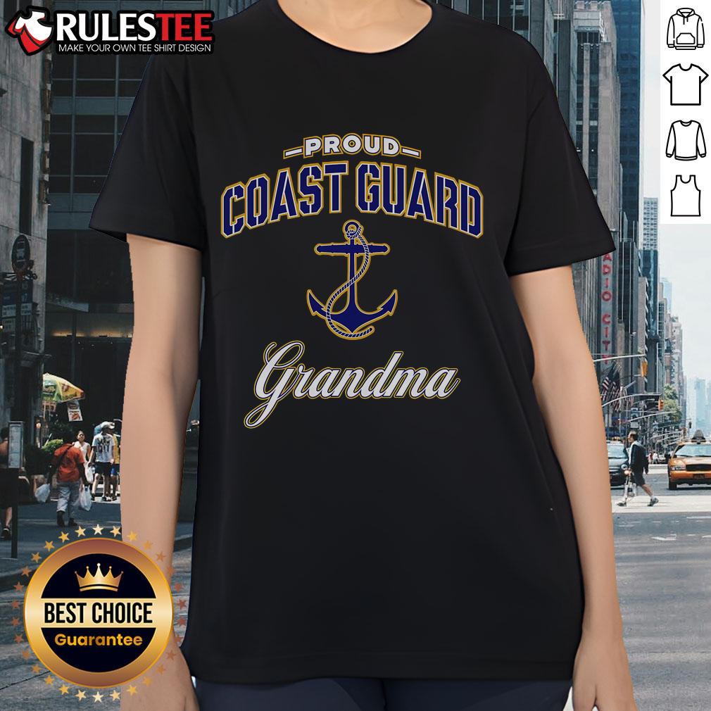 Alt Text: Awesome Proud Coast Guard Grandma Ladies Tee featuring a stylish design celebrating Coast Guard grandmothers.