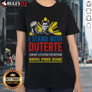Alt Text: Awesome Support Duterte Stand With Duterte Against ICC Charges Ladies Tee featuring bold graphics and vibrant colors.