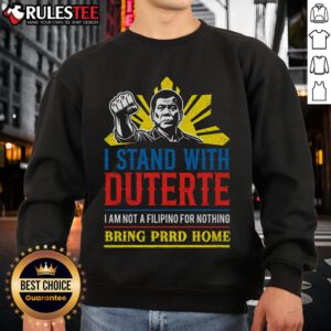 Support Duterte sweatshirt featuring 'Stand with Duterte Against ICC Charges' message in bold lettering.
